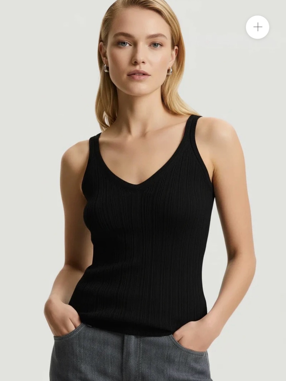 Majestic Filatures | Metallic Microrib V-Neck Black Tank | Size 3 (Medium) | NWT